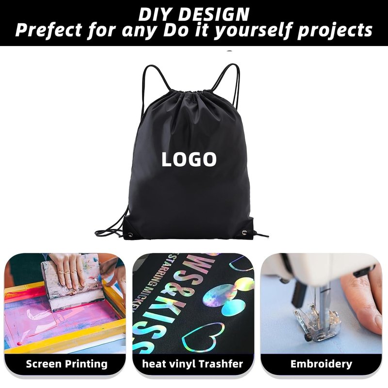 Haokuaile Drawstring Backpacks,10 Pack — Lightweight Drawstring Bags, Gym Sack for Sports, Daily Use & Travel (10, Black)