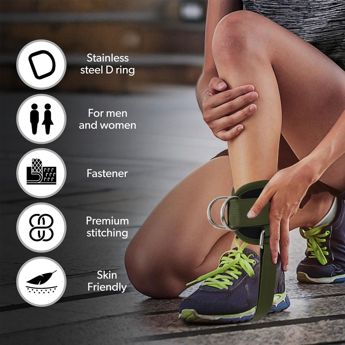 Ankle Straps for Cable Machines Kickbacks - Glute Workout Cuffs Padded