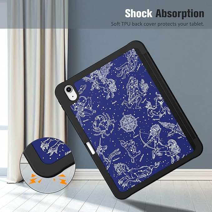 Fintie SlimShell Case for iPad (A16) 11th Generation 11 Inch (2025), iPad 10th Generation 10.9 Inch (2022) - Flexible Soft TPU Stand Back Cover with Pencil Holder, Composition Book Blue