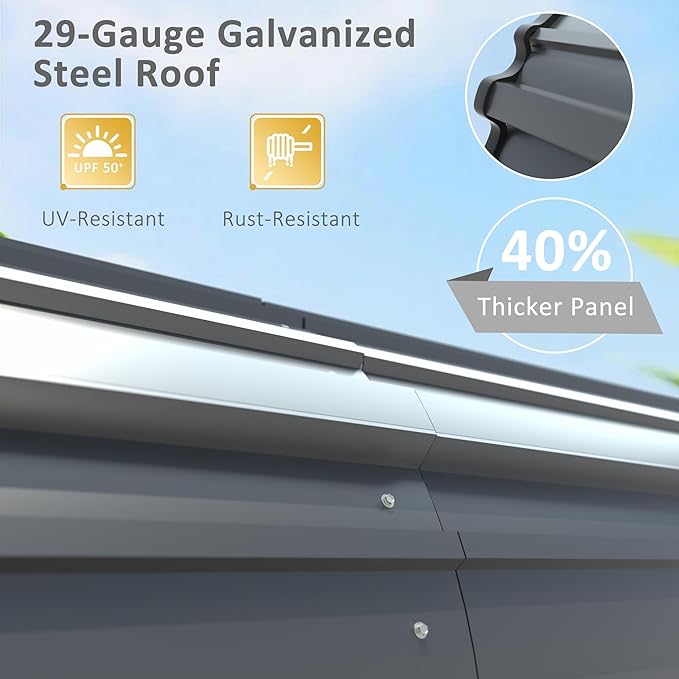 MUPATER 12' x 20' Outdoor Heavy Duty Metal Carport, Car Shelter Shade Garage, Carport Canopy with Heavy Metal Frame,Roof and Bolts for Car, Trucks, Boats, Grey