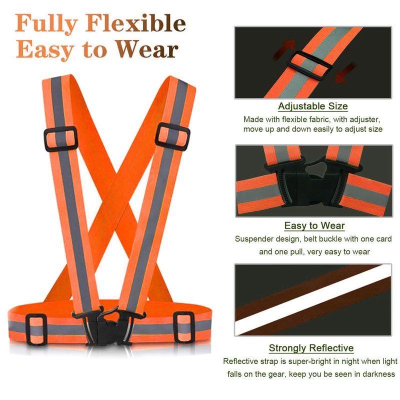 SAWNZC Reflective Vest Running Gear, 2Pack High Visible Safety VES for Cycling Jogging Running Walking, Adjustable for Men Women