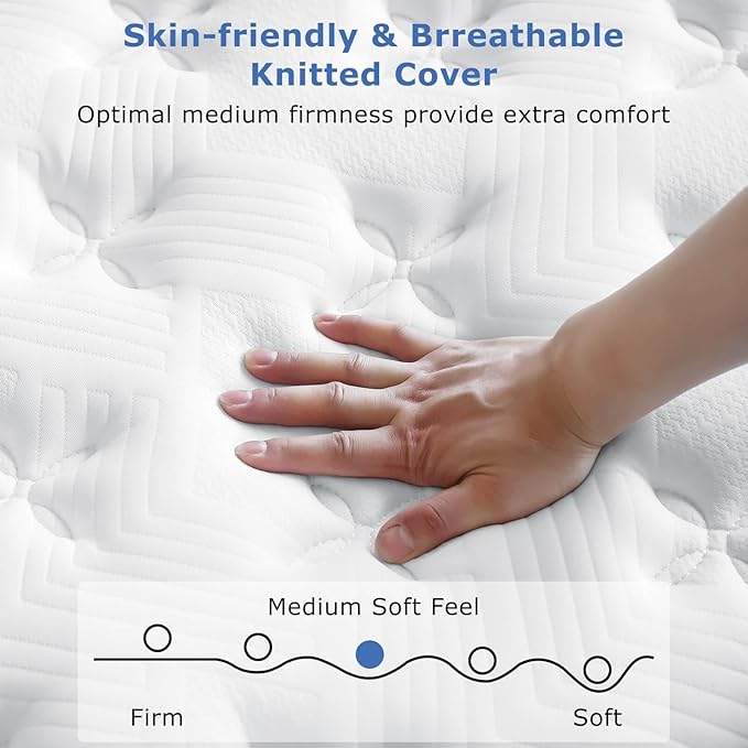 Twin Mattress, 10 Inch Medium Firm Hybrid Twin Size Bed Mattresses, Memory Foam Mattress in a Box for Pressure Relief, Individual Pocket Spring-Motion Isolation with Edge Support, CertiPUR-US