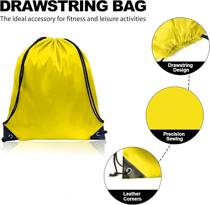 GoodtoU Drawstring Bags, Nylon Backpacks - Drawstring Gym Bags for Sport, Traveling, Team (Yellow, 128Pcs)