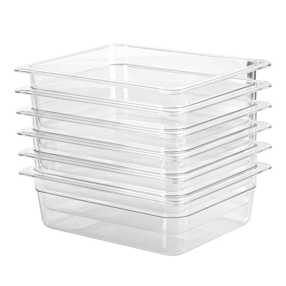 EGGKITPO 1/3 Size Food Containers 6 Pack 6 Inch Deep Pan Clear BPA free Polycarbonate Stackable Commercial Hotel Pan for Food Serving Freezer Safe