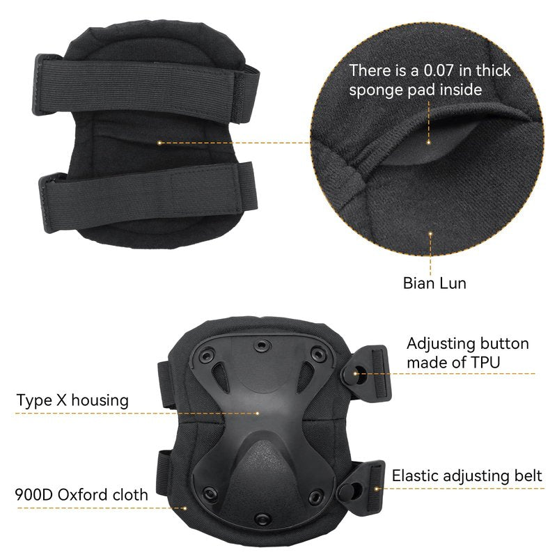 AOUTACC Combat Knee Protective Pads for Outdoor CS Paintball Game Cycling Safety Skateboarding Gear Skates Knee Protection Guard Pads