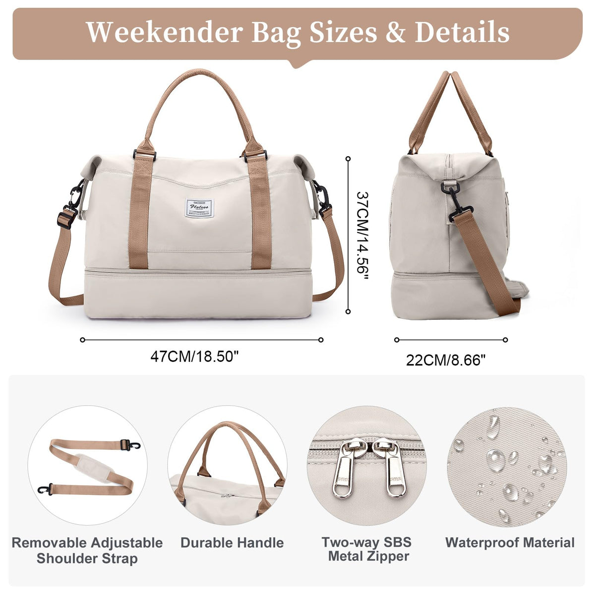 Travel Duffel Bag with Shoes Compartment, Weekender Bags for Women