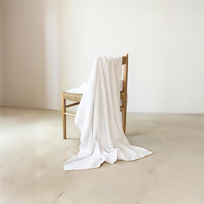 SALBAKOS 100% Turkish Cotton Jumbo Bath Sheet Towel Oversized 40x80 inch | Premium Hotel & Spa Quality, Soft, Absorbent, XL Bath Towels | Made in Turkey (Pack of 1, White)