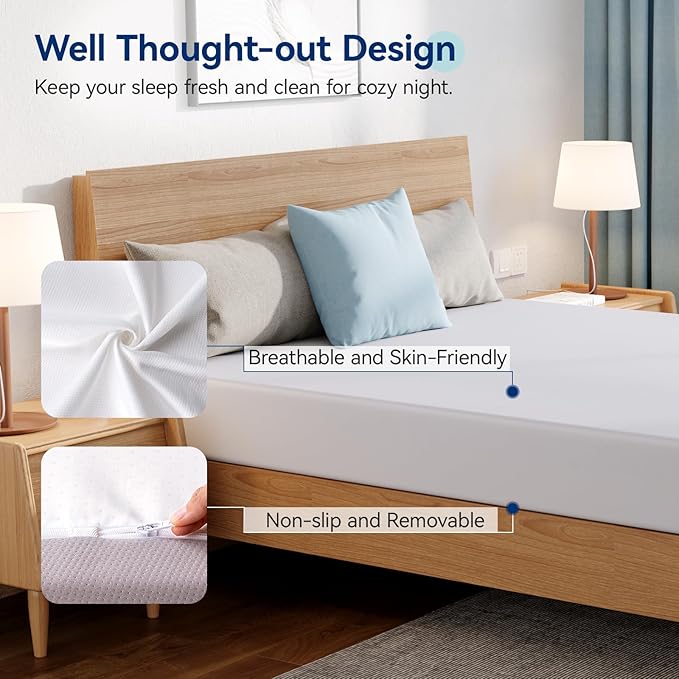 Amazon Basics Memory Foam Mattress, Medium Firm, 8 Inch, Queen, White/Grey