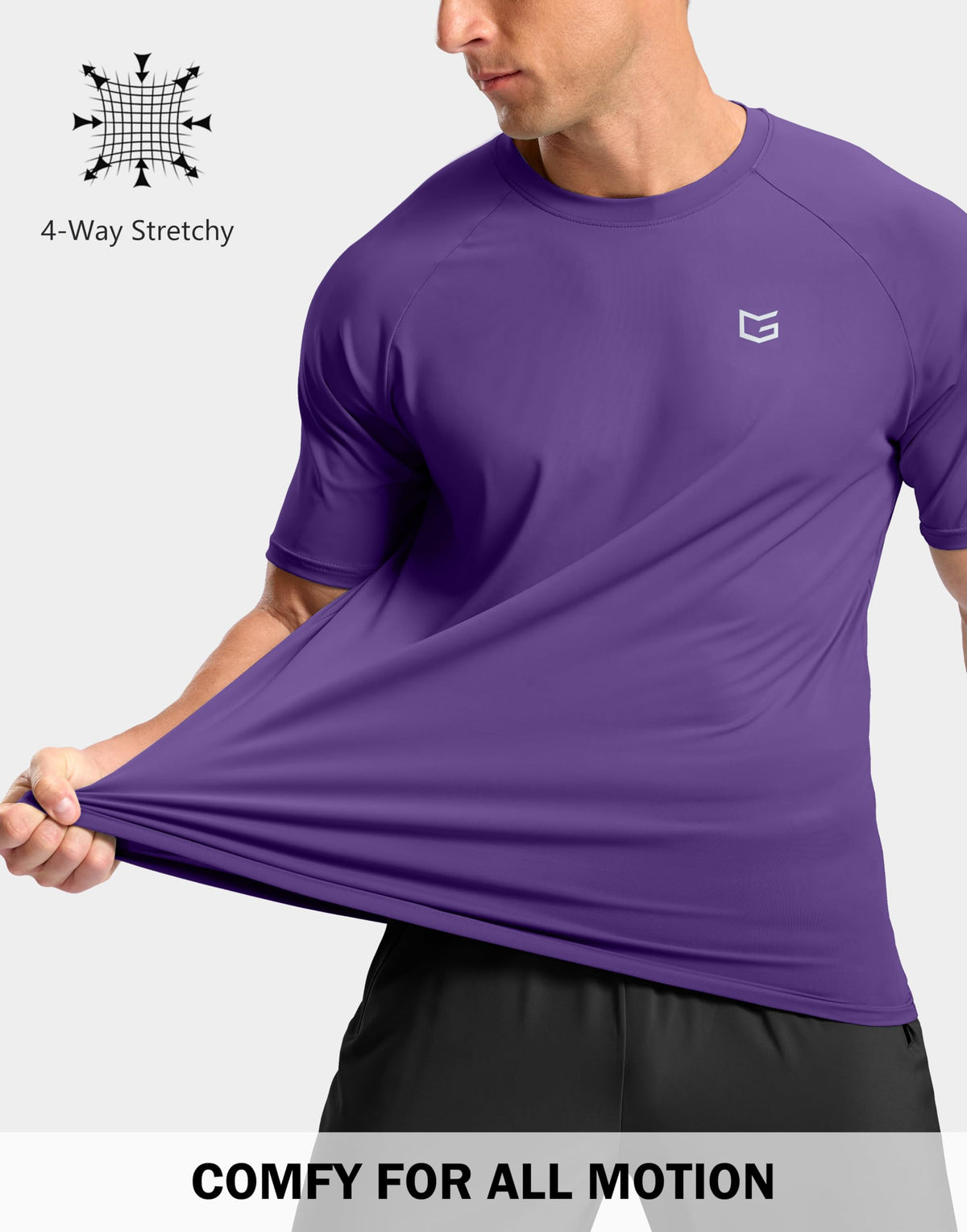 Men's Athletic Workout T-Shirts Moisture Wicking Cooling Running Shirts Short Sleeve Performance Tee for Gym Tennis(Purple,3XL)