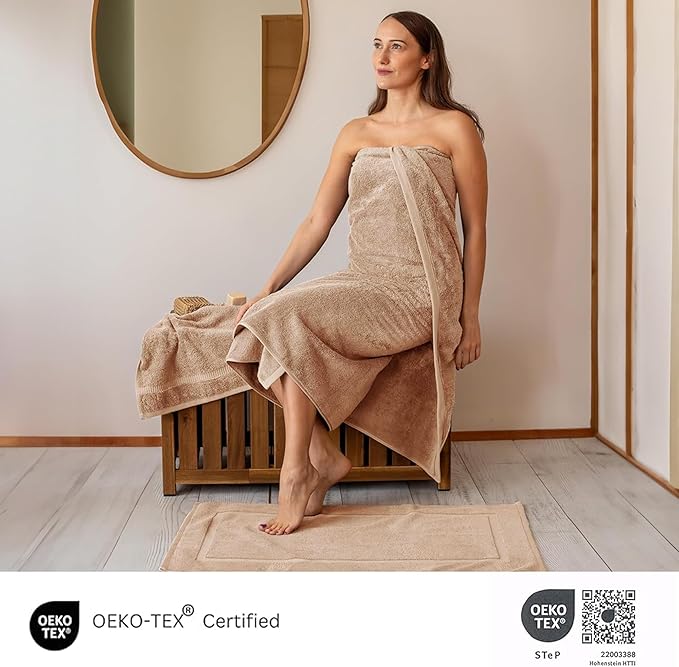 SALBAKOS 100% Turkish Cotton Jumbo Bath Sheet Towel Oversized 40x80 inch | Premium Hotel & Spa Quality, Soft, Absorbent, XL Bath Towels | Made in Turkey (Pack of 1, Taupe, Jumbo Bath Sheet)