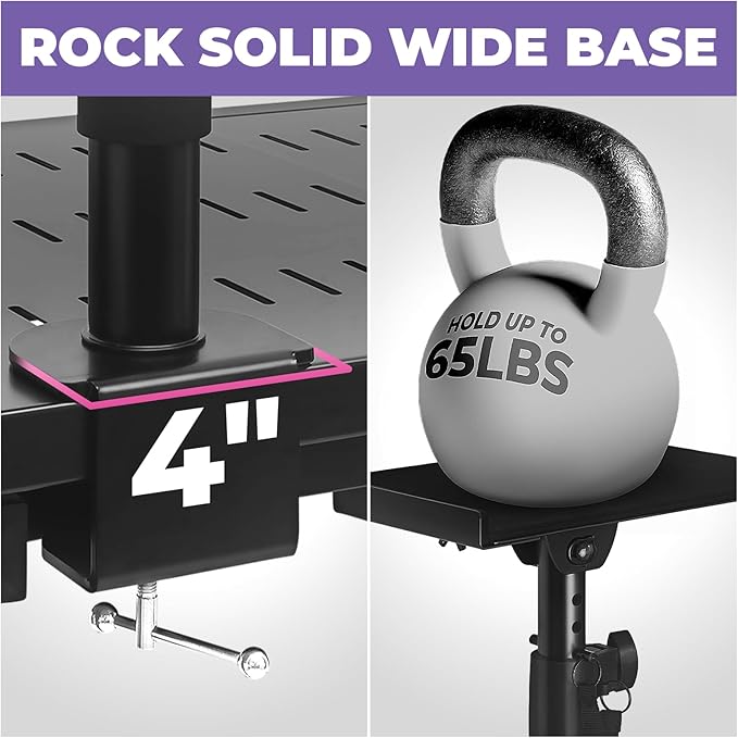 Liquid Stands Studio Monitor Stands - Music Studio Desktop Speaker Stand - 2 Pack 12x9 Clamp-on Adjustable Short or Tall Speaker Support for Music Booth Desk Audio Monitor Stand Mount with Tilt
