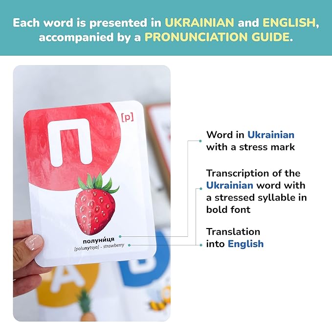 Ukrainian Alphabet Flashcards, Language Learning, Kid, Simple, Minimalist
