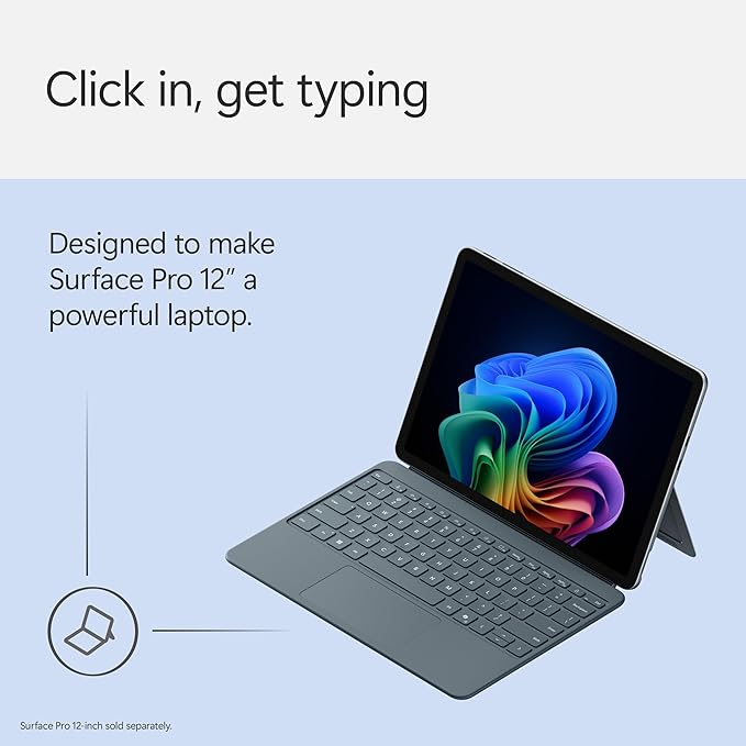 Microsoft Surface Pro Keyboard for Surface Pro 12" Device, Keyboard Only, Alcantara Material, Ocean