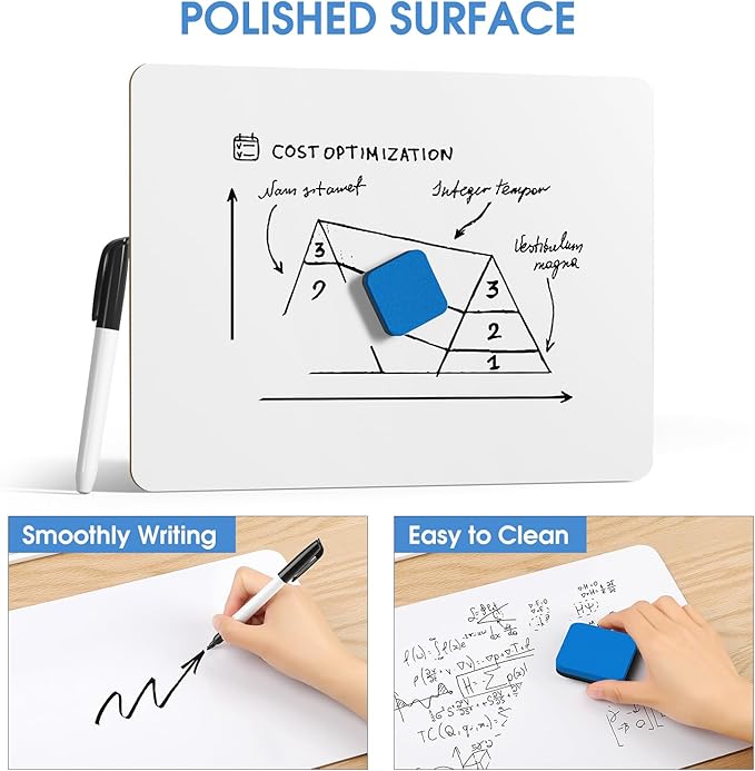 MaxGear Small White Board 2 Pack Dry Erase Boards, 9''x 12'' Mini White Board Double Sided Portable Whiteboards for Students Teachers School Supplies Lapboards Including 2 Markers and 2 Erasers