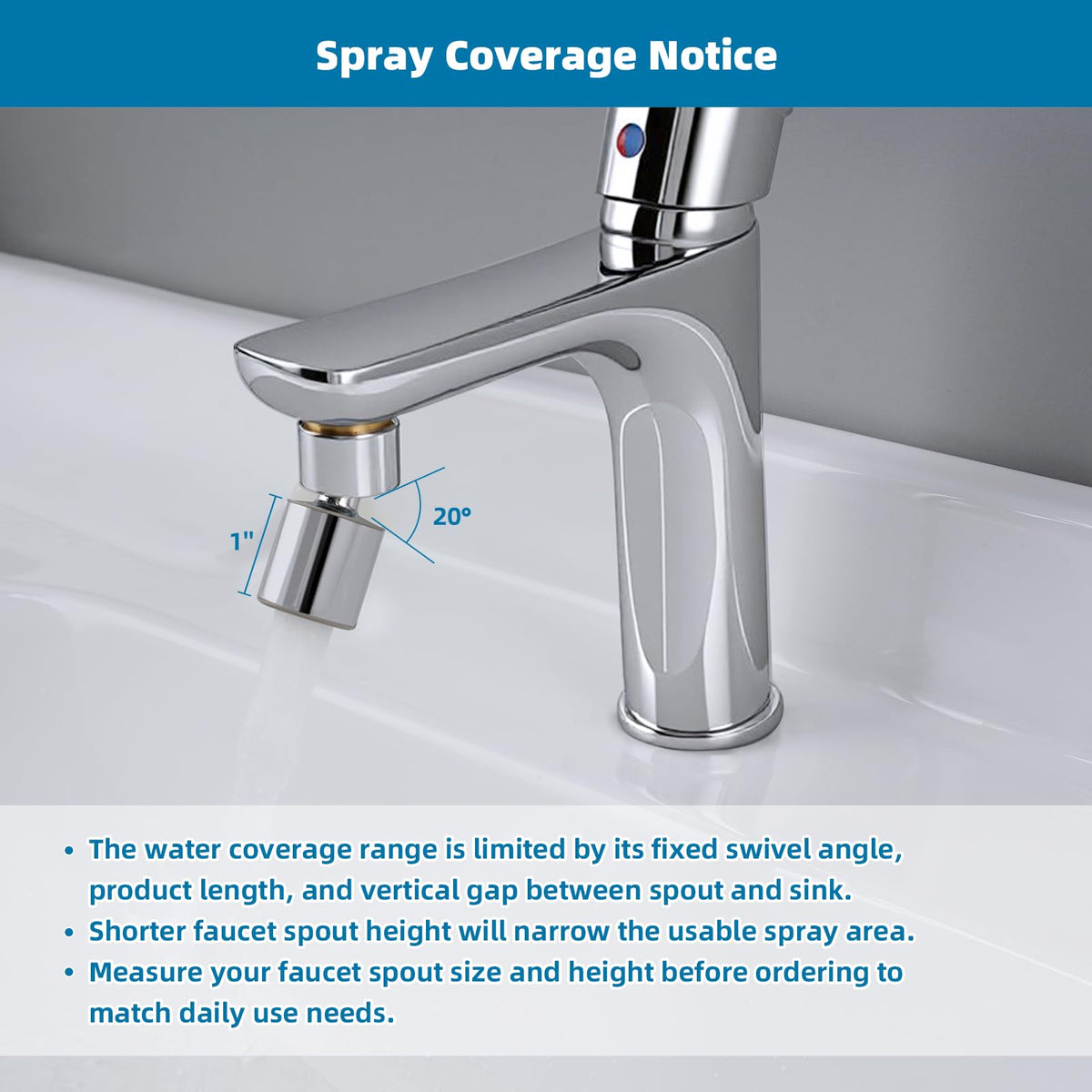Hibbent NSF/ANSI/CAN 61 Certified Faucet Aerator, CUPC Certification 360° Twist Kitchen Sink Aerator, Dual-function Sink Sprayer Attachment, Faucet Replacement Part 55/64'' Female Thread, Chrome