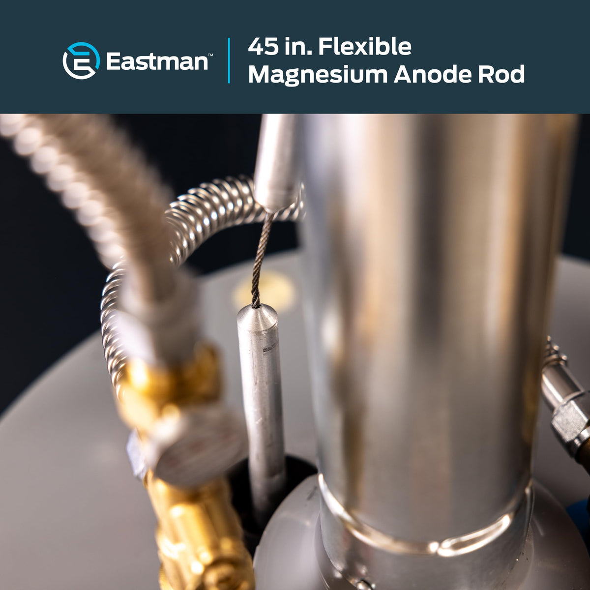 Eastman 45 Inch Flexible Magnesium Anode Rod, 1-1/6 Inch Hex Head, Chrome, 60296