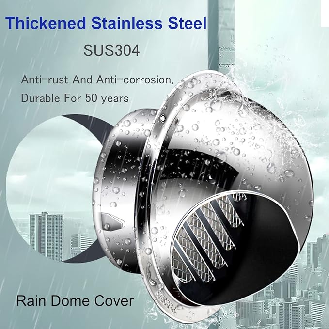 Wall Vent Cover 2"-12" Stainless Steel Round Exhaust Grille Outlet Ventilation