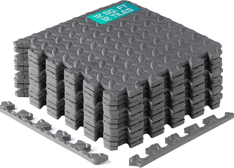 Yes4All EVA Interlocking Mats, Puzzle Floor Tiles, Foam Floor Padding with Border for Furniture, Home Space, Living Room, Garage 11,15,32,99 SQFT