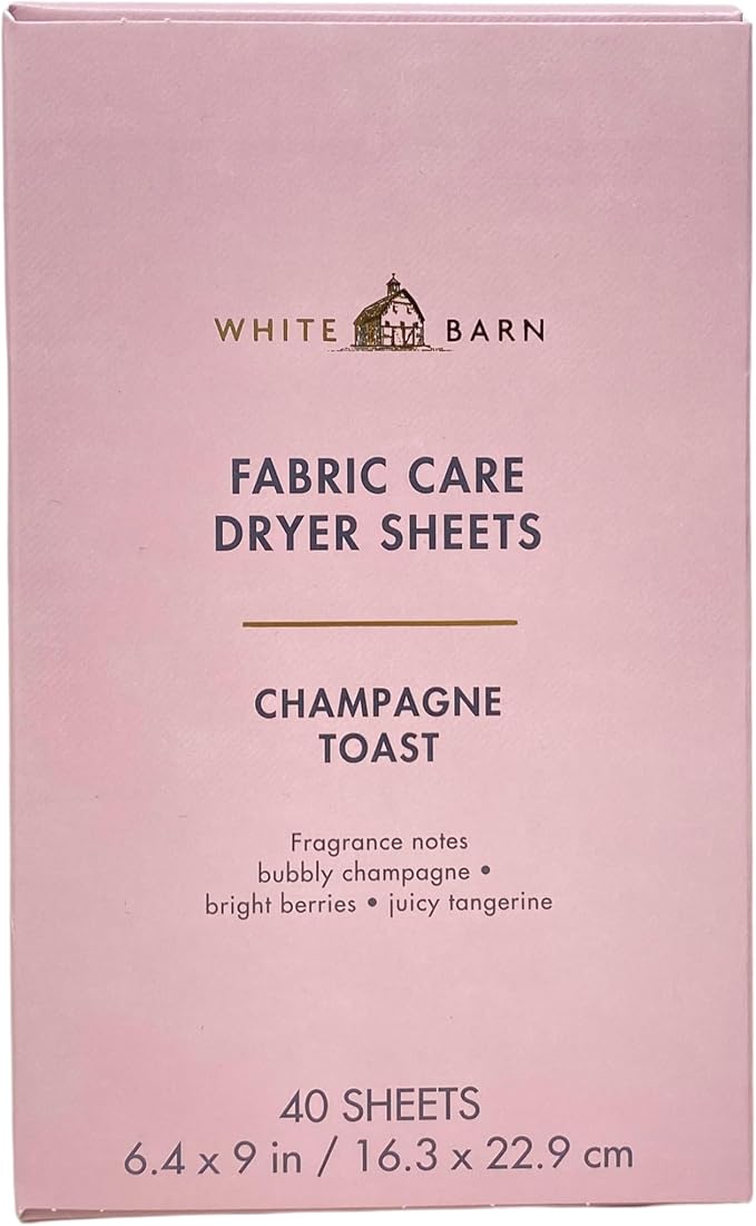 Bath & Body Works Champagne Toast Fabric Care Dryer Sheets - 2 Boxes (80 Sheets Total) - with a Peach Gardenia Sample Soap