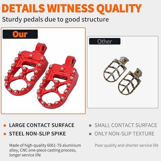 Nilight Motorcycle Foot Pegs Dirt Bike Footpegs Fit for Harley Dyna 1993-2017 Fatboy 1990-2017 Iron 883 2009-2017 Sportster 883 360° Rotating CNC Foot Pegs Heavy Duty Aluminum Alloy Peg Pedal, Red