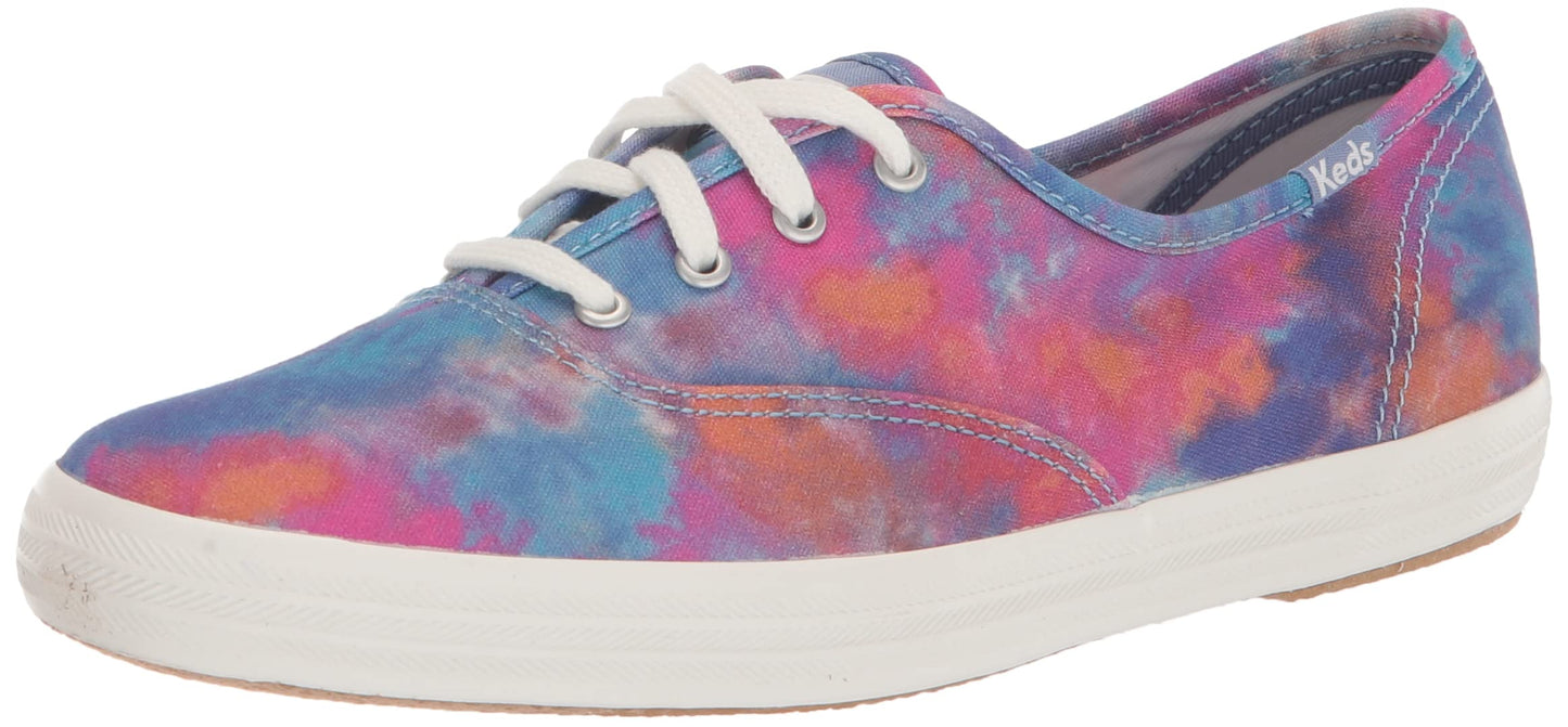 Keds Women's Champion Canvas Lace Up Sneaker, Blue/Pink, 5