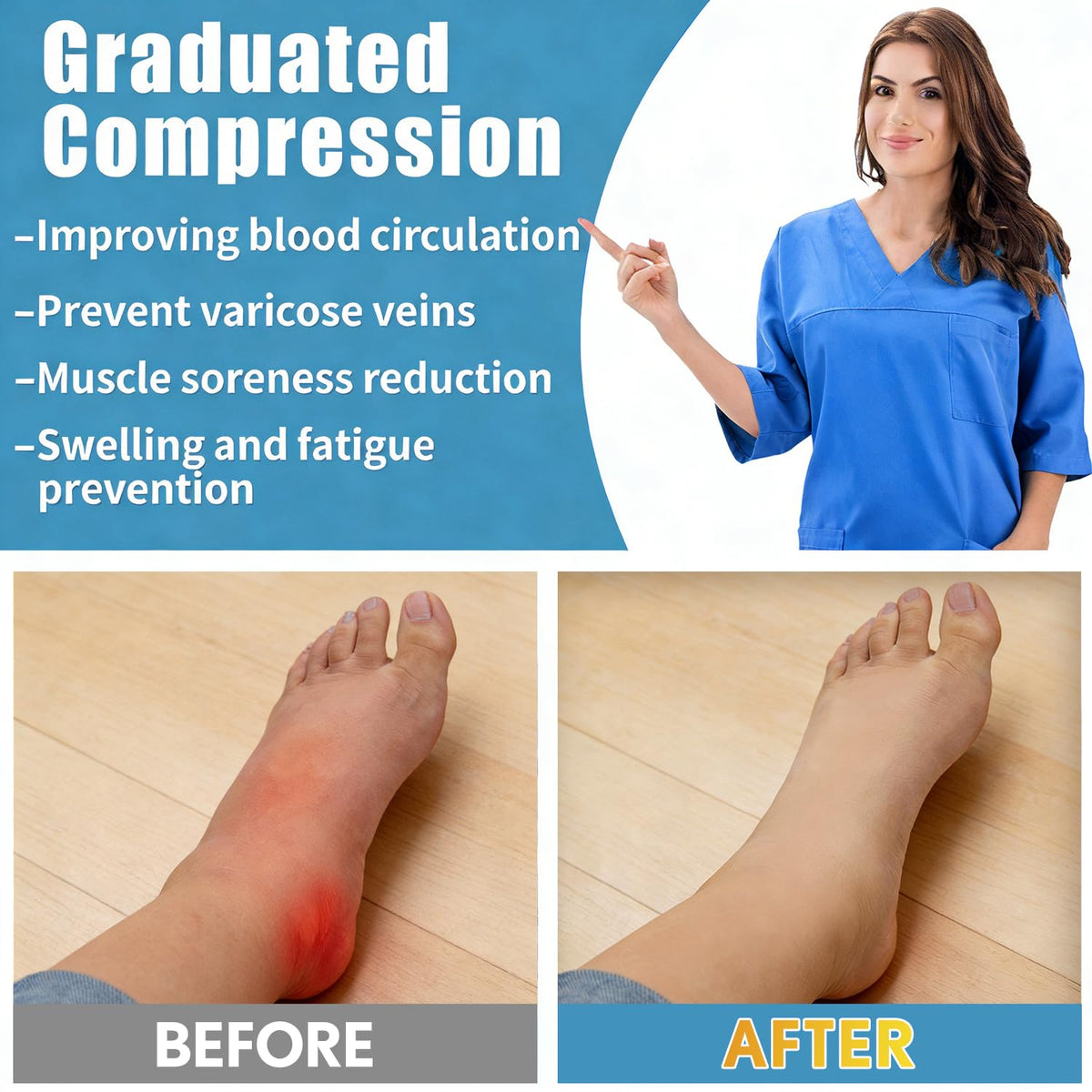 Sooverki Graduated Copper Compression Socks for Men & Women Circulation 8 Pairs 15-20mmHg - Best for Running Athletic Cycling