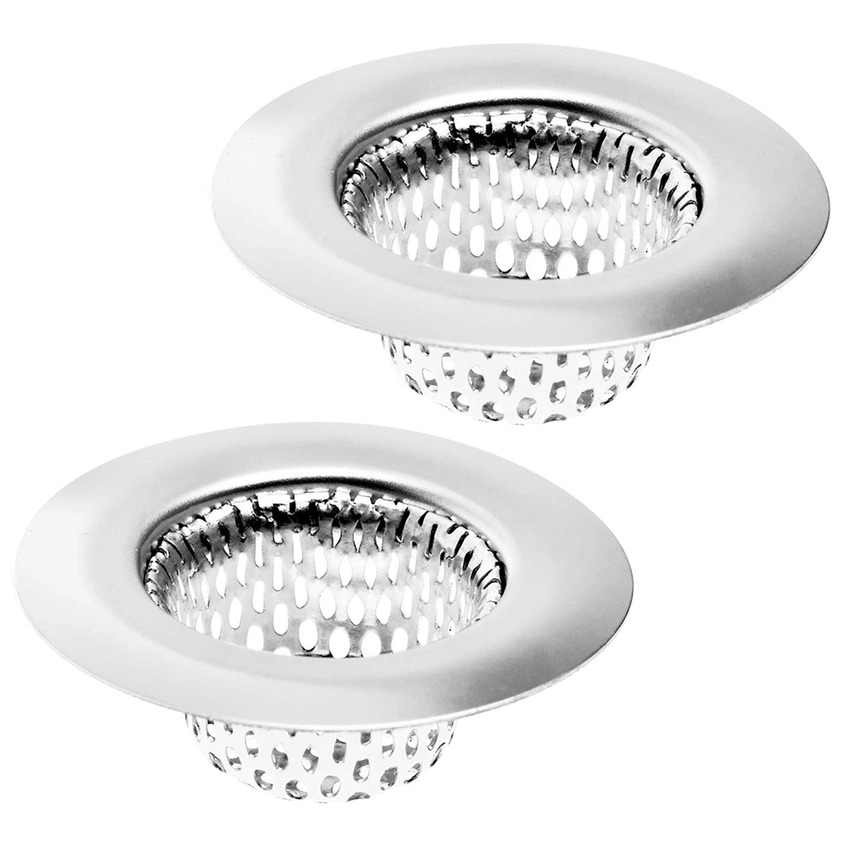 2 Pack - 2.25" Top / 1" Basket- Sink Strainer Bathroom, Utility, Slop, Laundry, RV and Lavatory Sink Drain Strainer Hair Catcher. Stainless Steel - Hilltop Products