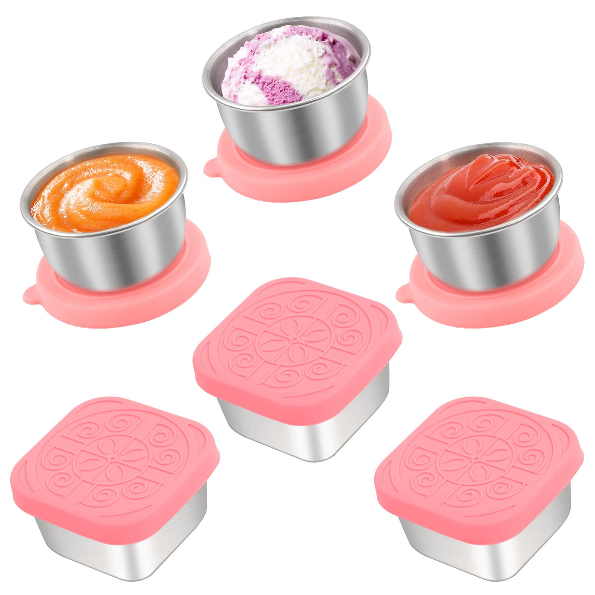 6x1.6 Oz Salad Dressing Containers With Lids, Small Leakproof Reusable Stainless Steel Salad Dressing Container To Go For Lunch Boxes,Sauce containers, Picnics,Travel Meal Prep And Kitchen Storage.