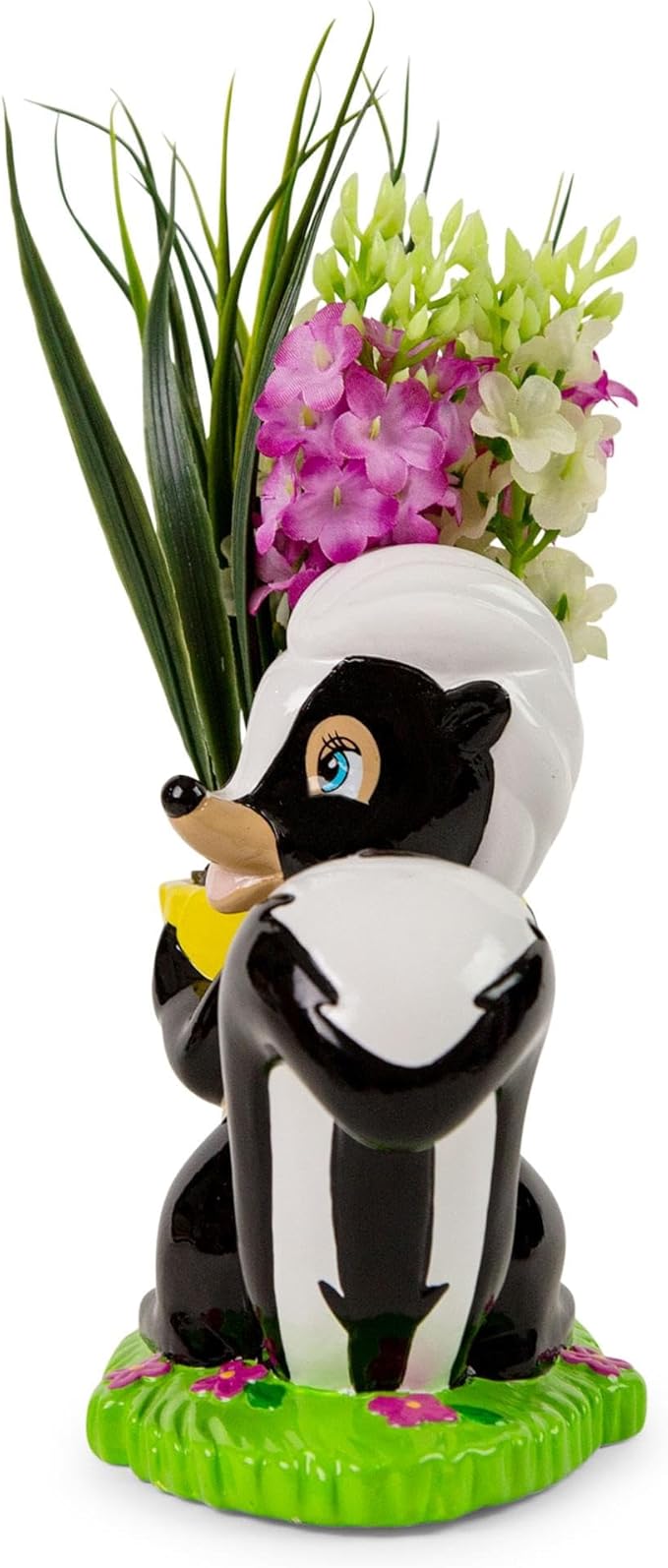 Silver Buffalo Disney Bambi Flower Skunk 6-Inch Ceramic Planter with Artificial Succulent | Faux Indoor Plants for Desk Shelf