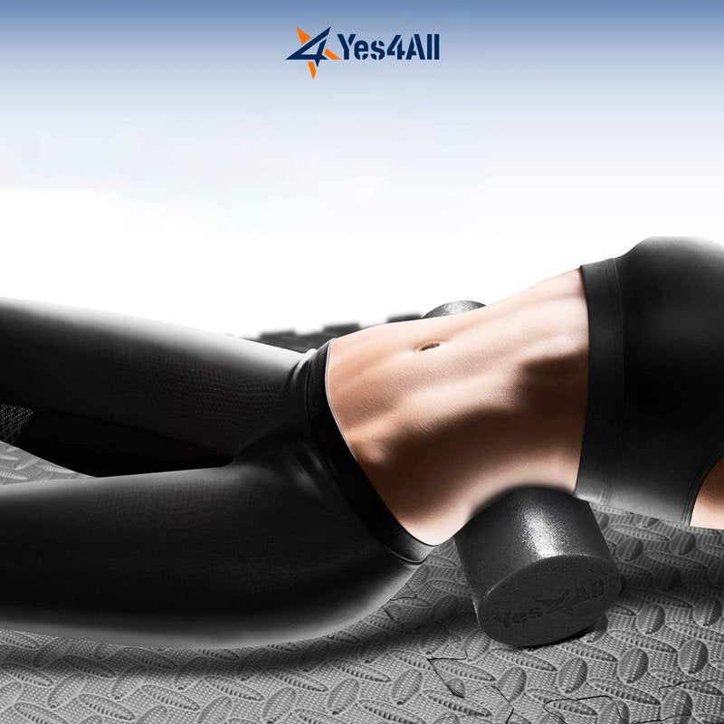 Yes4All Premium USA Medium Density Round PE Foam Roller for Physical Therapy - 36 inch (Silver Black) CFH8