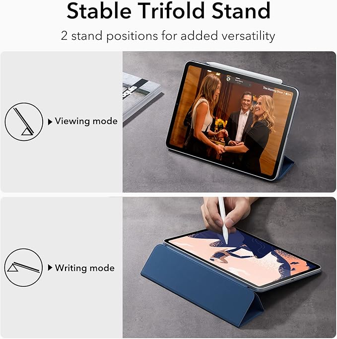 ESR for iPad Pro 12.9 6th/5th/4th Gen, iPad Air 13 Inch Case M3/M2 (2025/2024), Powerful Magnetic Attachment, Slim Trifold Stand Case, Supports Pencil Pro & Pencil (USB-C), Rebound Series, Navy Blue
