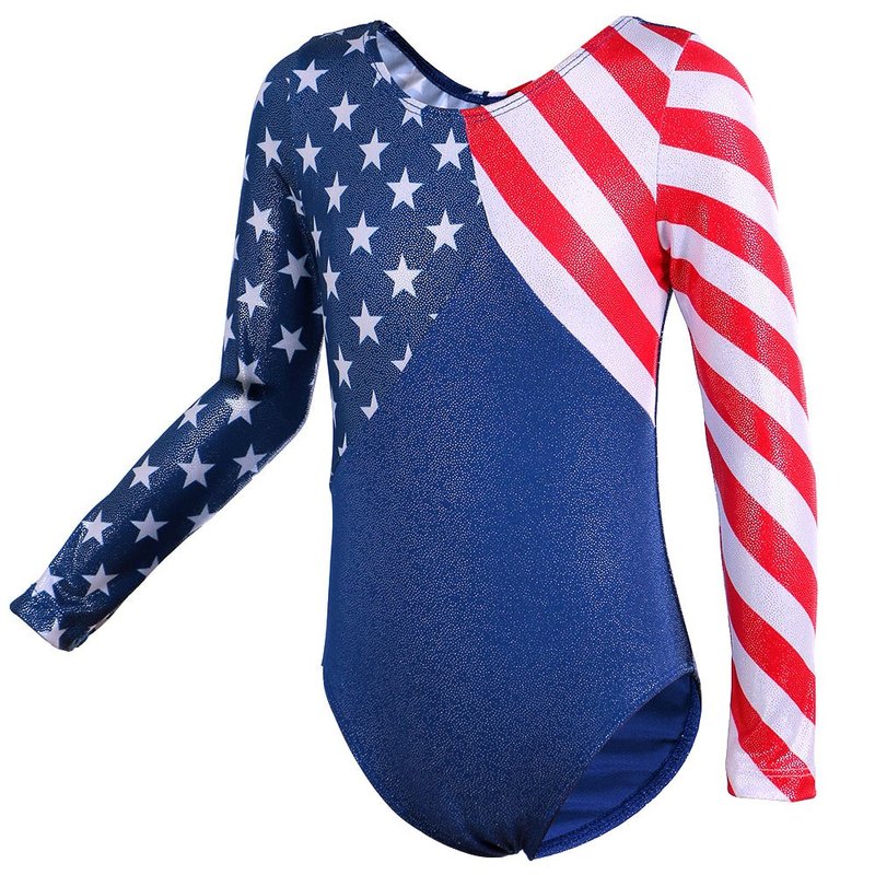 BAOHULU Gymnastics Leotards for Toddler Girls Patriotic Sparkle Red White Blue Athletic Dancewear KHB146_US_10A