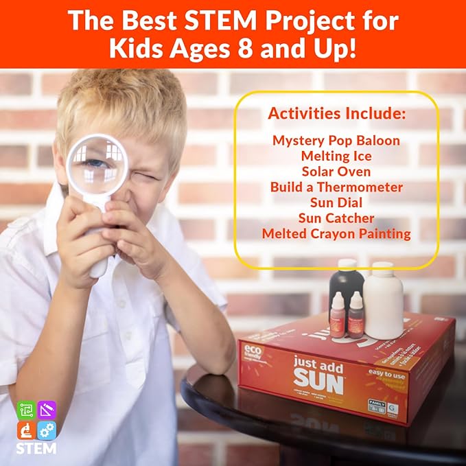 STEM Toys by Griddly Kids – Art & Science Kits for Kids Age 8–12, STEM Chemistry Set for Hands-On Learning & Education, Solar Science Experiment Kit Gift for Boys & Girls (Just Add Sun)