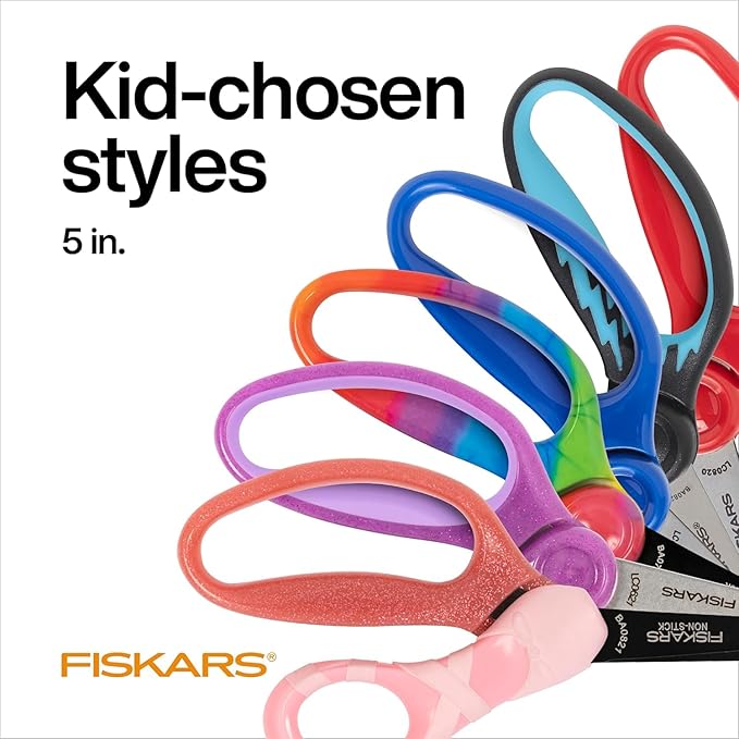 Fiskars 5" Blunt-Tip Scissors for Kids Ages 4-7, For School or Crafting, Premium Pink (Pack of 2)
