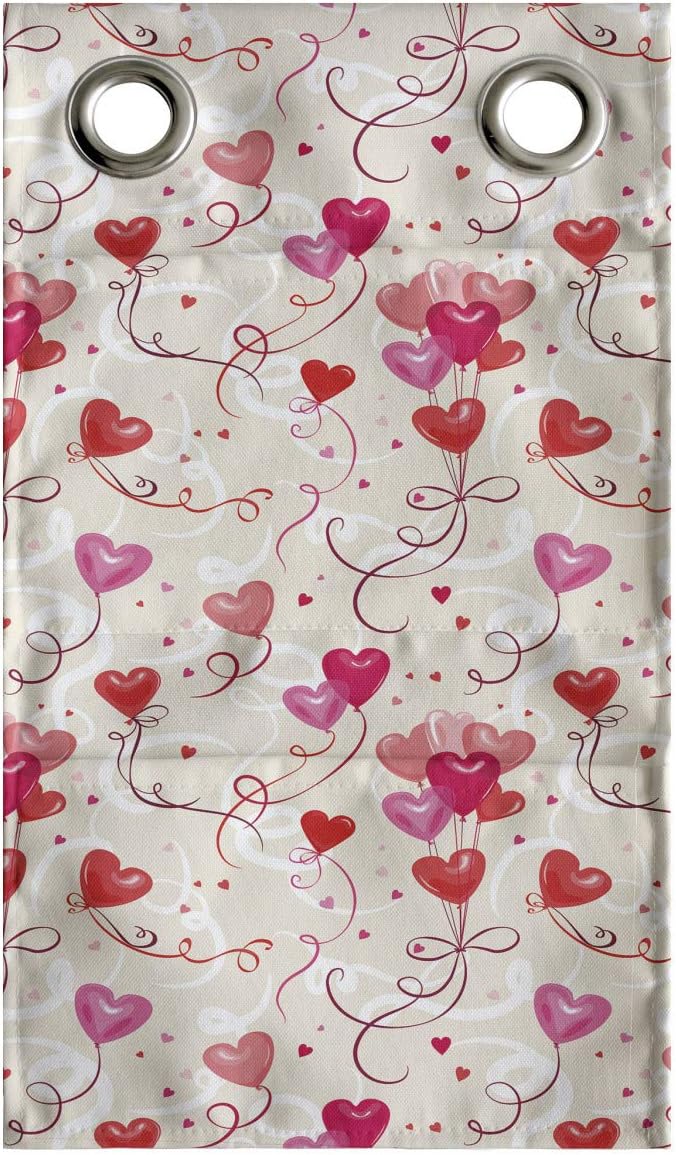 Ambesonne Valentine's Day Hanging Pocket Organizer, Print of Heart Shaped Balloons Flying Up with Mini Hearts, Printed Polyester Storage Bag with Pockets, 9" x 16", Eggshell Vermilion