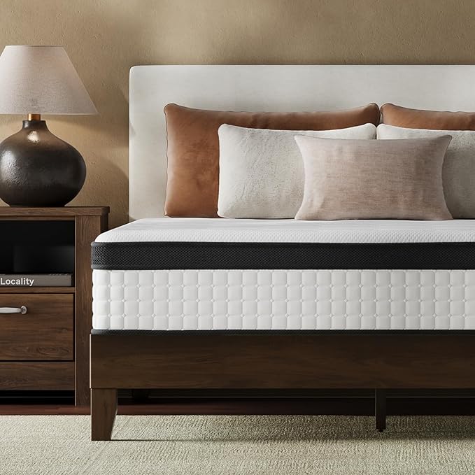 Full Size Mattress 12 Inch Deluxe Hybrid Mattresses Without Fiberglass, Medium Firm with Cooling Gel Memory Foam and Pocket Coil for Pressure Relief, Motion Isolation, Edge Support, CertiPUR-US