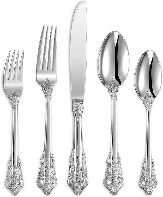 KEAWELL Luxury 20-Piece 18/10 Stainless Steel Flatware Set (Gold Accent)