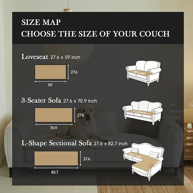 Couch Covers for 3 Cushion Couch Sofa Pet Friendly,Non-Slip Sofa Cover Washable