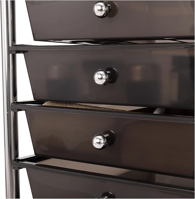 Seville Classics Rolling Utility Organizer Storage Cart, for Home Office, School, Classroom, Scrapbook, Hobby, Craft, 10 Drawer, Black