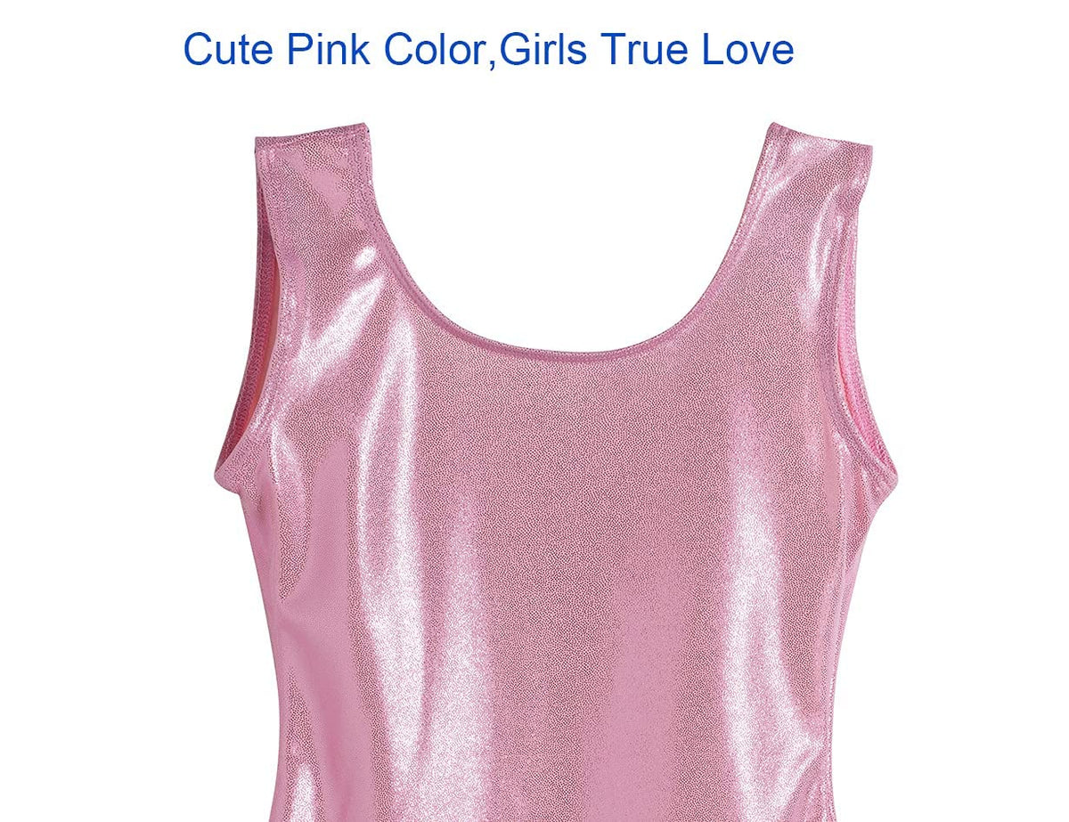 Domusgo Gymnastics Leotards for Girls 5-6 Years Old Pink Sparkly One Piece Tumbling Outfits