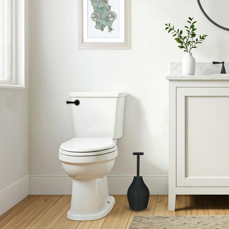 Korky BeehiveMAX Hideaway - Heavy Duty Toilet Plunger with Holder in Black - Drip Free Carry-Seals All Bowl Shapes – Powerful Clog Removal, 97-5B