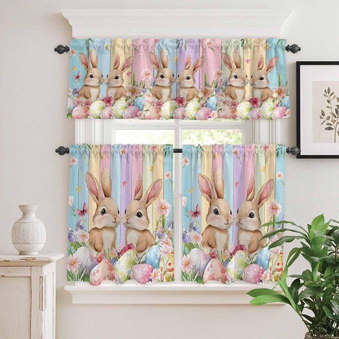 Easter Kitchen Curtains Set 3 Piece