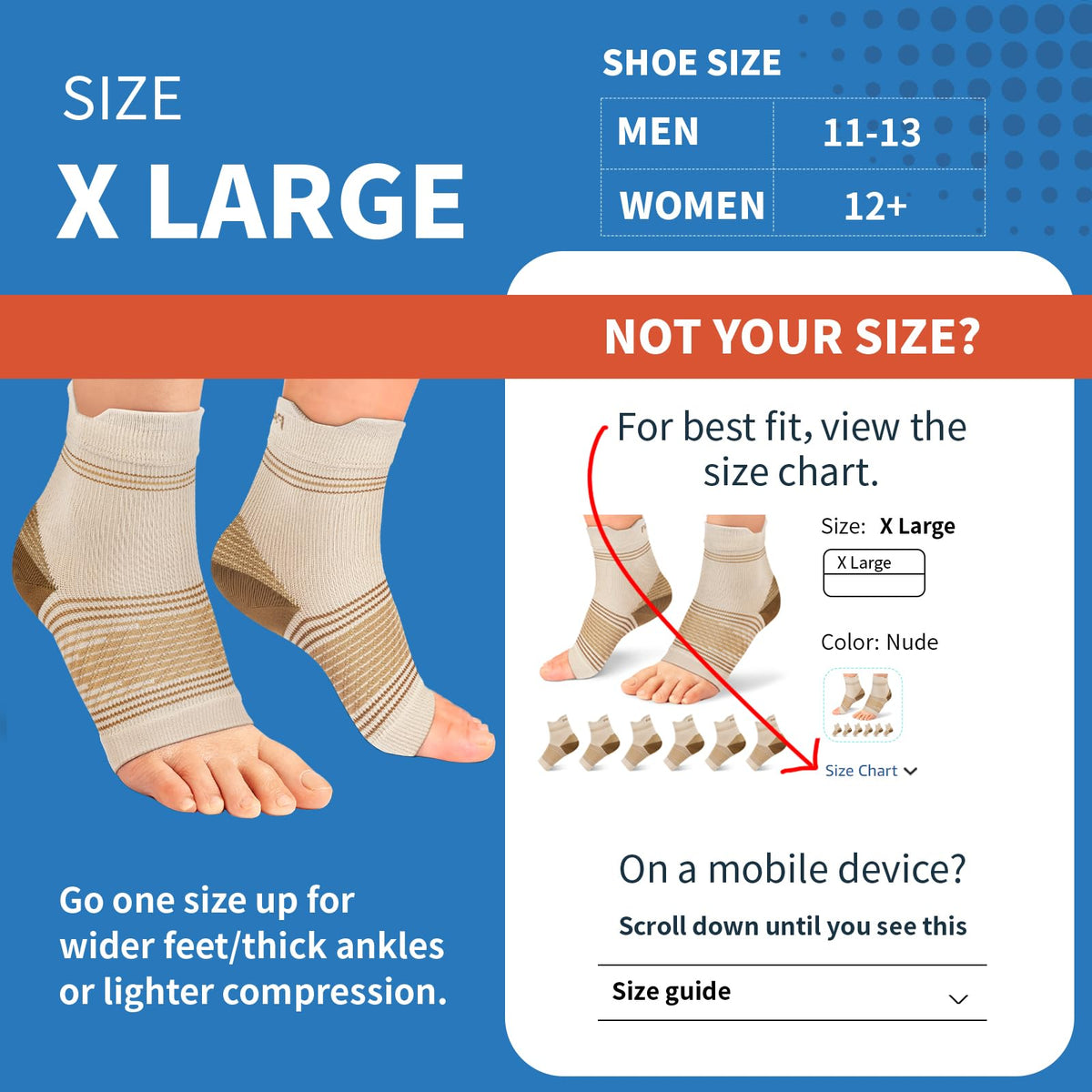 6 Pairs Plantar Fasciitis Socks for Men & Women, Ankle Brace Compression Socks with Arch Support for Achilles Tendonitis, Heel Pain, Swelling & Arthritis Relief, Nude, Large