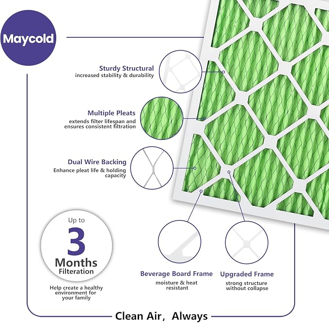 Maycold 14x20x1 MERV 13 Furnace Air Filter, High-Performance HVAC AC Filters