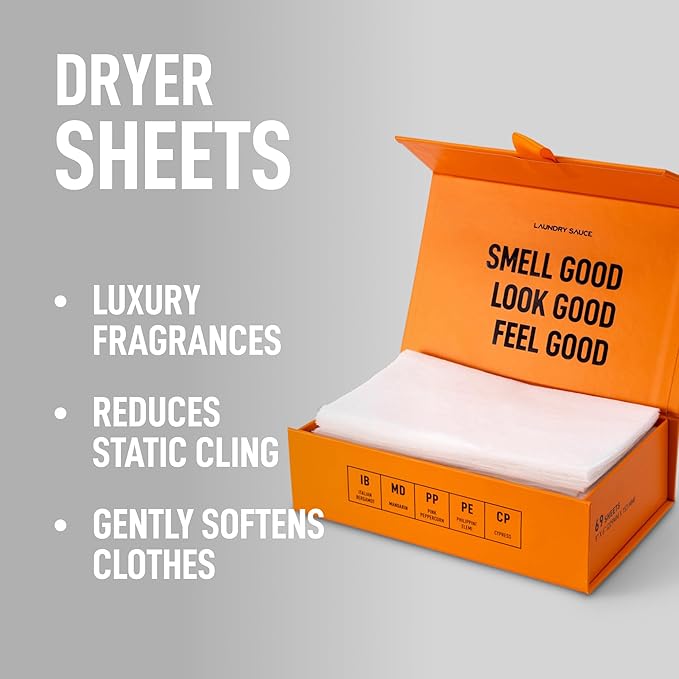 Laundry Sauce - 02 Sets of Luxury Scented Laundry Dryer Sheets Bundle (Egyptian Rose and Italian Bergamot), Premium Dryer Sheets with High-End, Sophisticated Fragrances