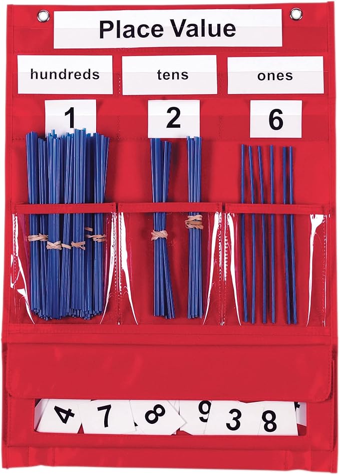 Learning Resources Counting & Place Value Pocket Chart - Classroom Math Number Chart, Ones Tens Hundreds Classroom Pocket Charts, Place Value Manipulatives, Counting Charts