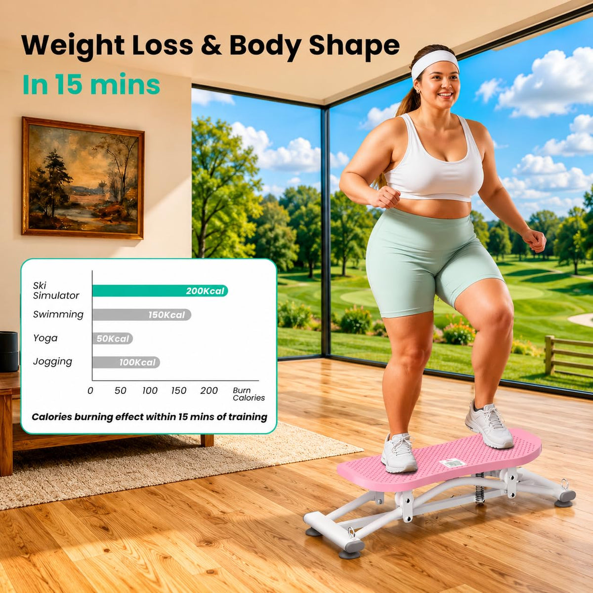 RoyalRcmtx Balance Board for Adults, Rocking Stepper with Resistance Bands, 300LBS Portable Wobble Board, Quiet Side to Side Ski Simulator Trainer Exercise Machine for Home Gym Core Workout