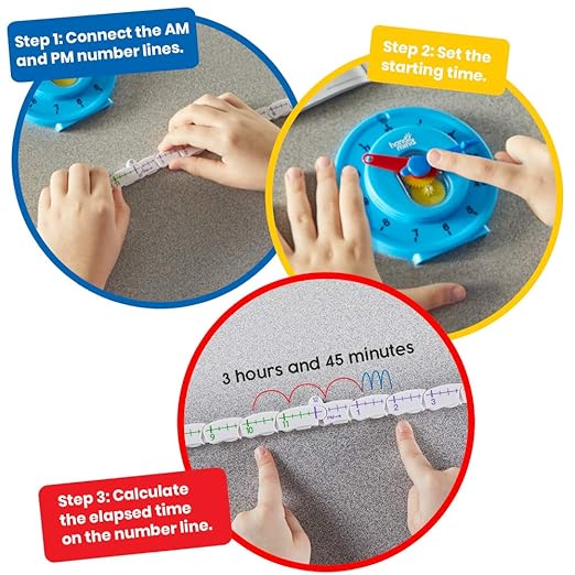Hand2Mind Advanced NumberLine for Kids: Math Manipulatives, Analog Clock for Learning Time (1 Pack)