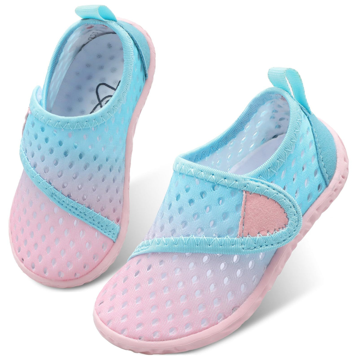 LeIsfIt Boys Girls Water Shoes Kids Aqua Socks Toddler Quick-Dry Swimming Shoes Non-Slip Summer Shoe for Beach Pool Surf, Blue Pink, 11 Toddler