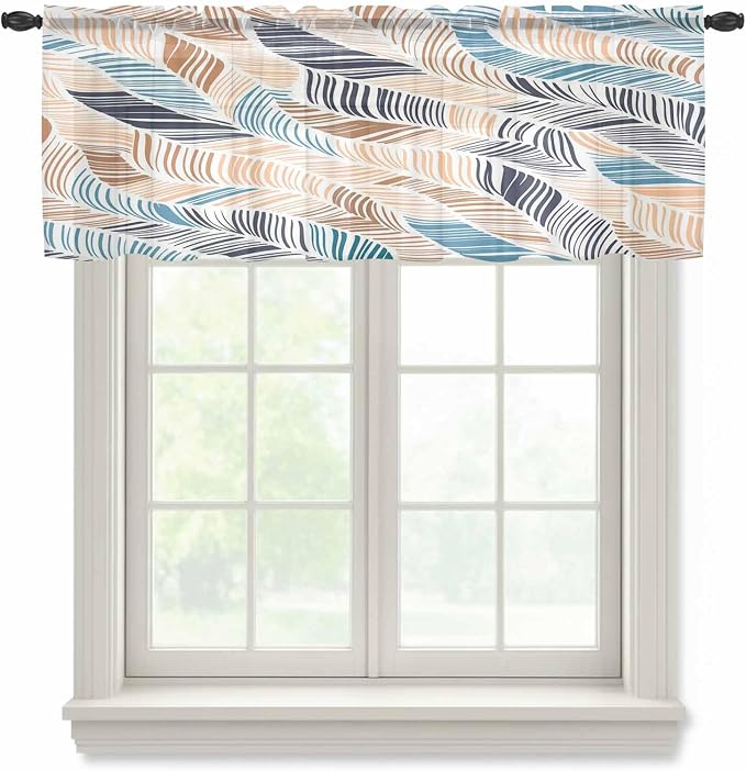 Abstract Stripes Sheer Valance Curtains